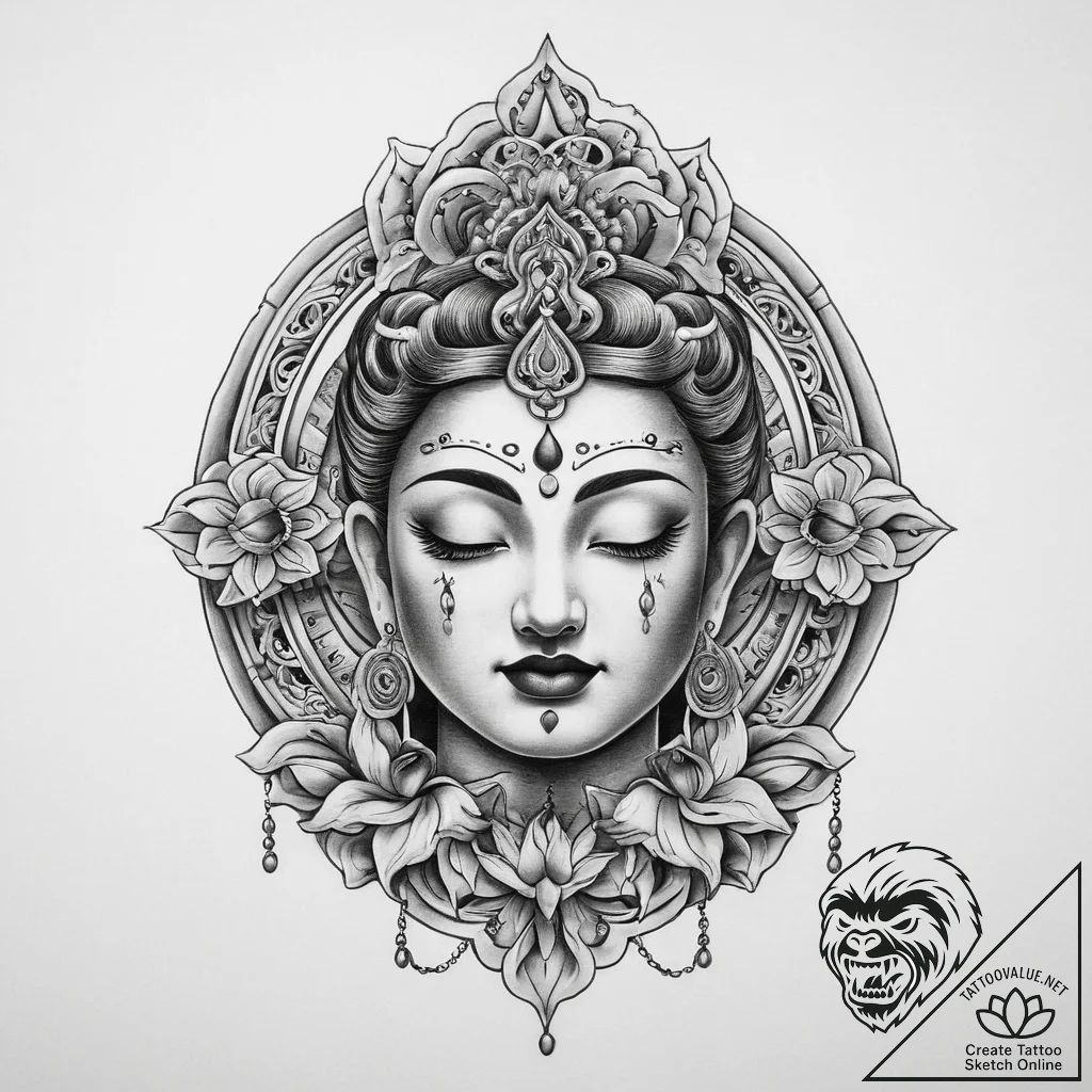 Tattoo sketch om mani padme hum, tattoo drawi... - tattoo sketch (№1760485269_0, 14.10.2025 23:41) — tattoovalue.net