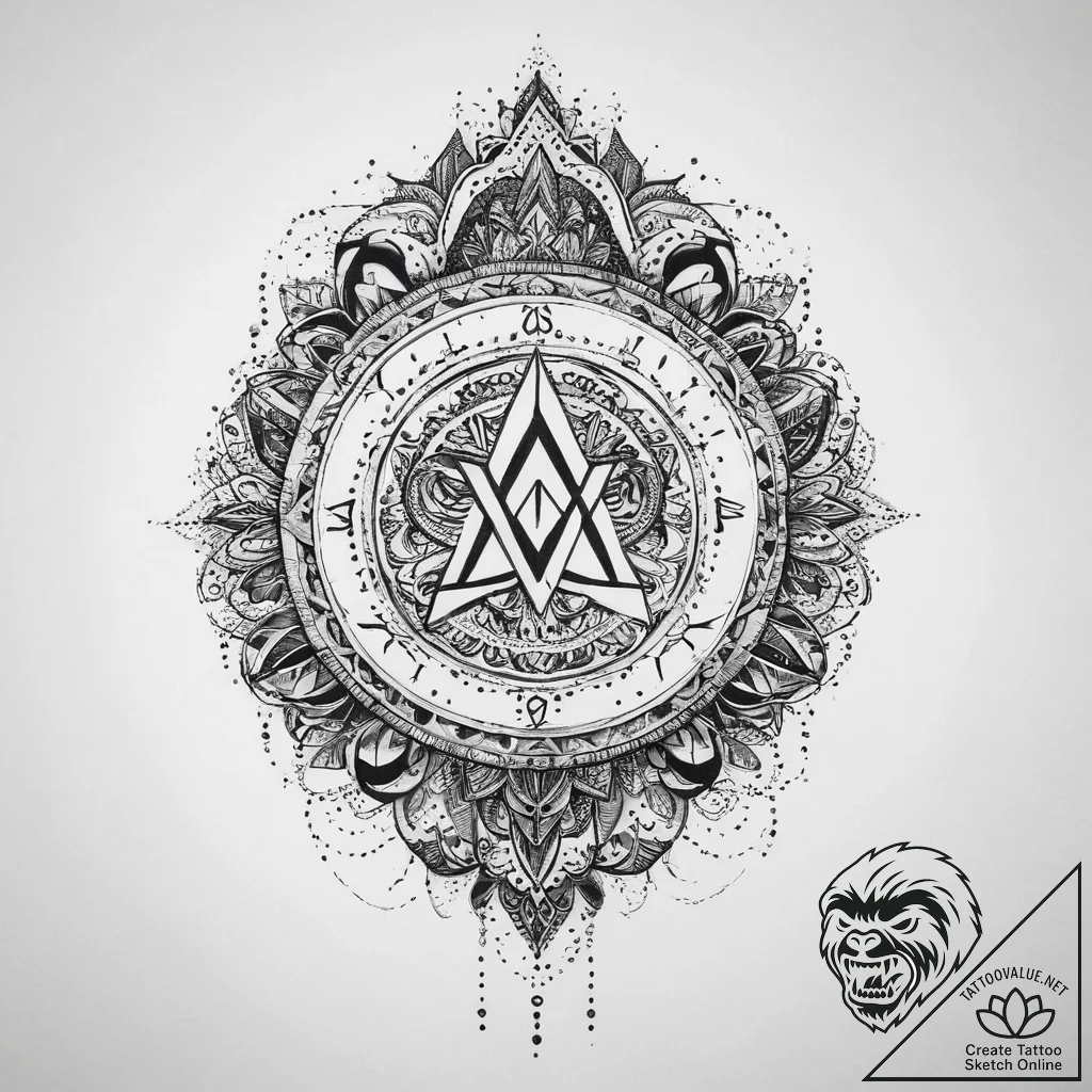 Tattoo sketch ka with a symbol, tattoo drawin... - tattoo sketch (№1760487225_0, 15.10.2025 00:13) — tattoovalue.net