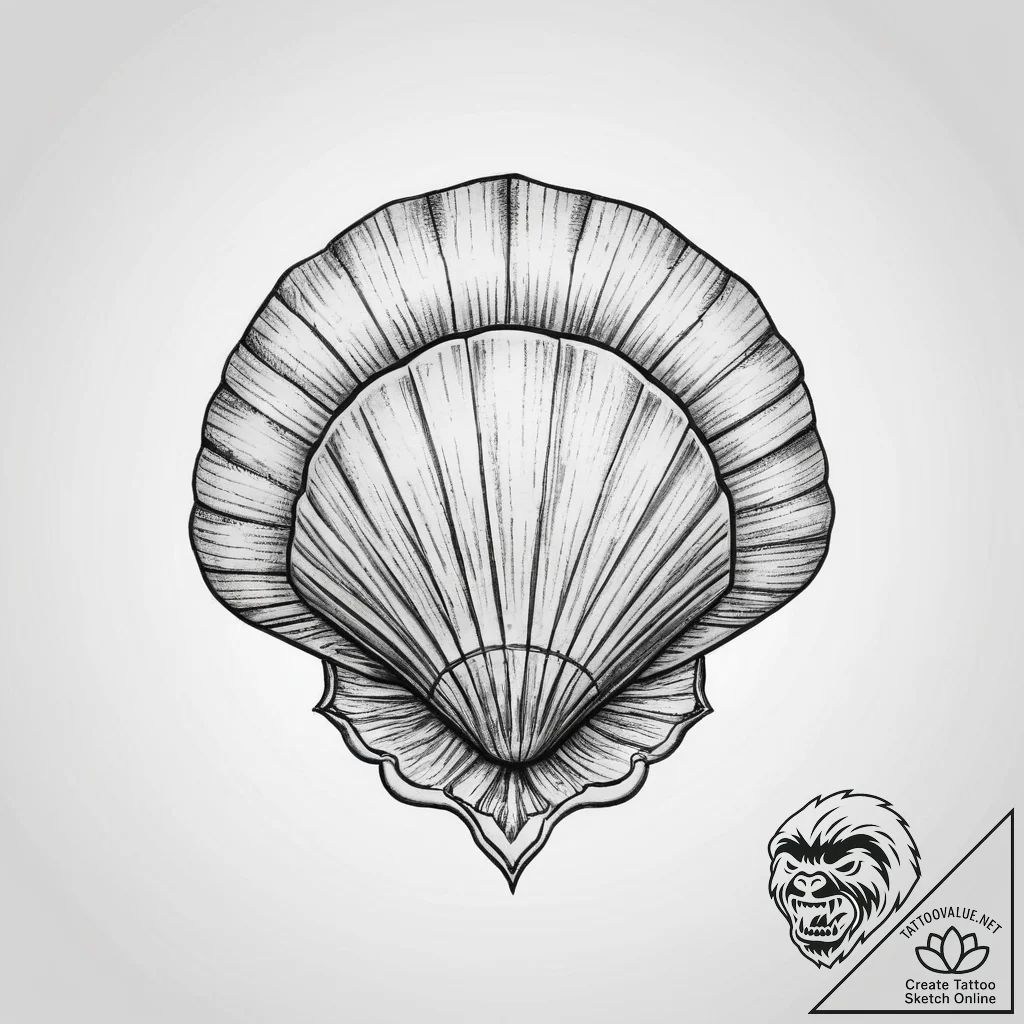 Tattoo sketch shell - tattoo sketch (№1760487669_0, 15.10.2025 00:21) — tattoovalue.net