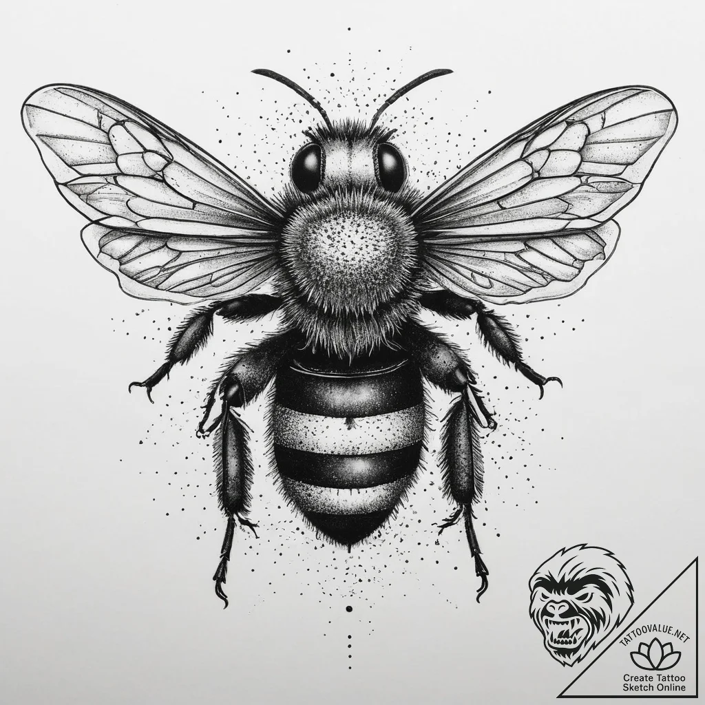 Tattoo sketch bumblebee, concept art for tatt... - tattoo sketch (№1760487885_0, 15.10.2025 00:24) — tattoovalue.net