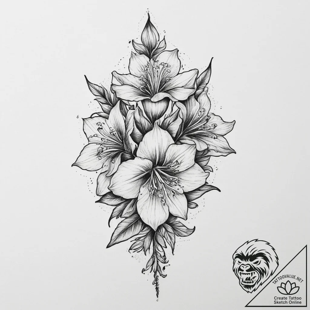 Tattoo sketch larkspur flower, tattoo drawing... - tattoo sketch (№1760495280_0, 15.10.2025 02:28) — tattoovalue.net