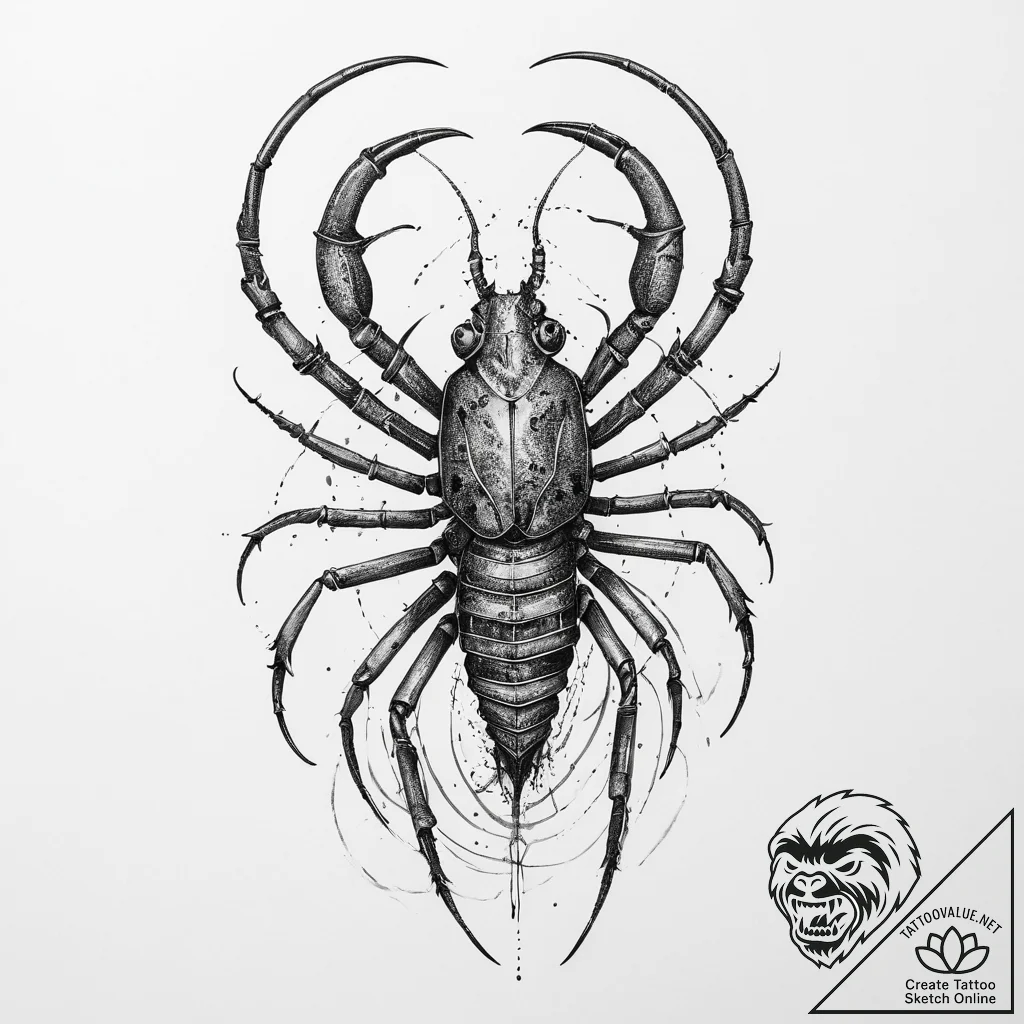 Tattoo sketch water scorpion, tattoo line art... - tattoo sketch (№1760495497_0, 15.10.2025 02:31) — tattoovalue.net