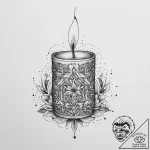 Tattoo sketch candle making a candle and a wi… – tattoo sketch (№1760498614_0, 15.10.2025 03:23) — tattoovalue.net