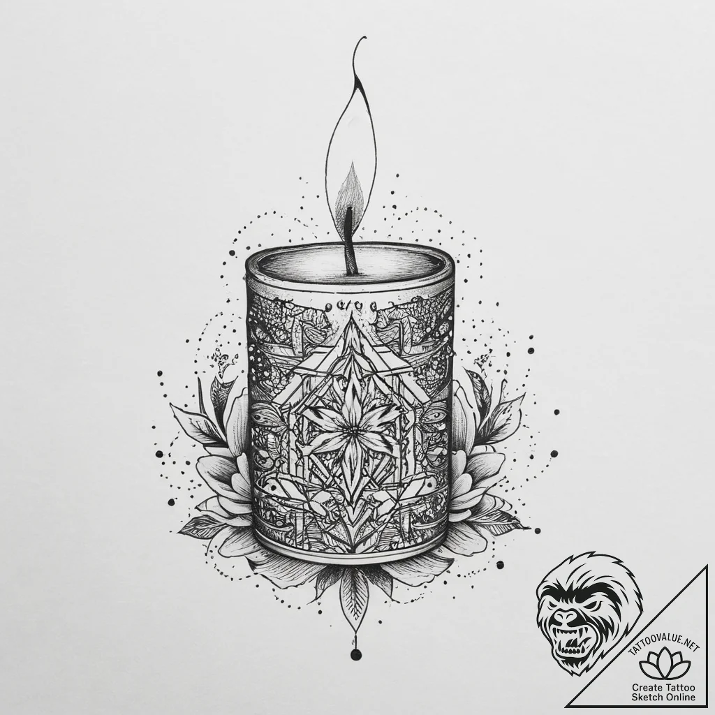 Tattoo sketch candle making a candle and a wi... - tattoo sketch (№1760498614_0, 15.10.2025 03:23) — tattoovalue.net
