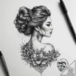 Tattoo sketch ball gown with a quote, tattoo… – tattoo sketch (№1760499272_0, 15.10.2025 03:34) — tattoovalue.net