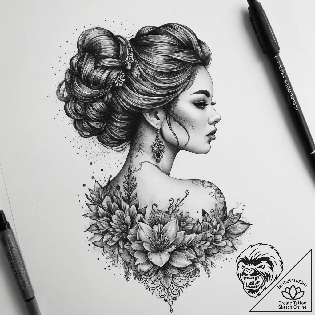 Tattoo sketch ball gown with a quote, tattoo... - tattoo sketch (№1760499272_0, 15.10.2025 03:34) — tattoovalue.net
