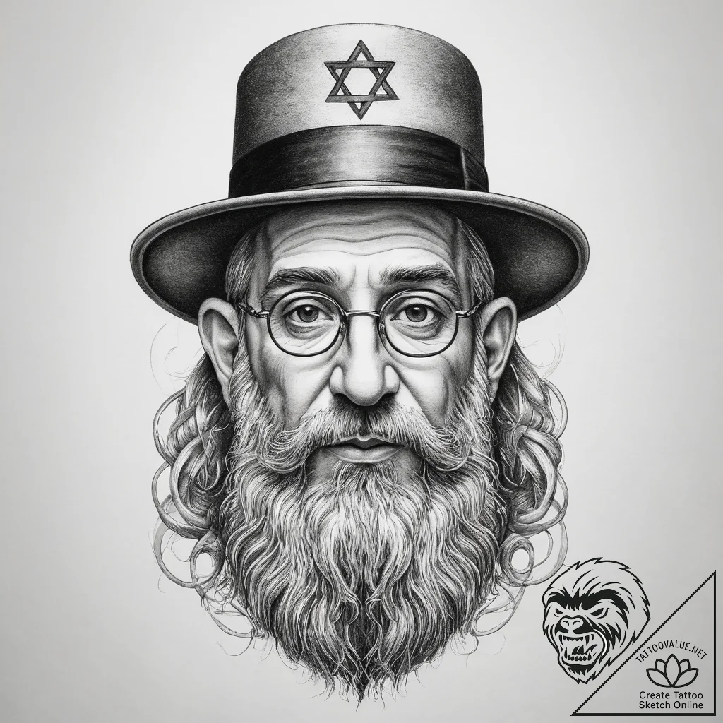 Tattoo sketch jewish rabbi - tattoo sketch (№1760501679_0, 15.10.2025 04:14) — tattoovalue.net