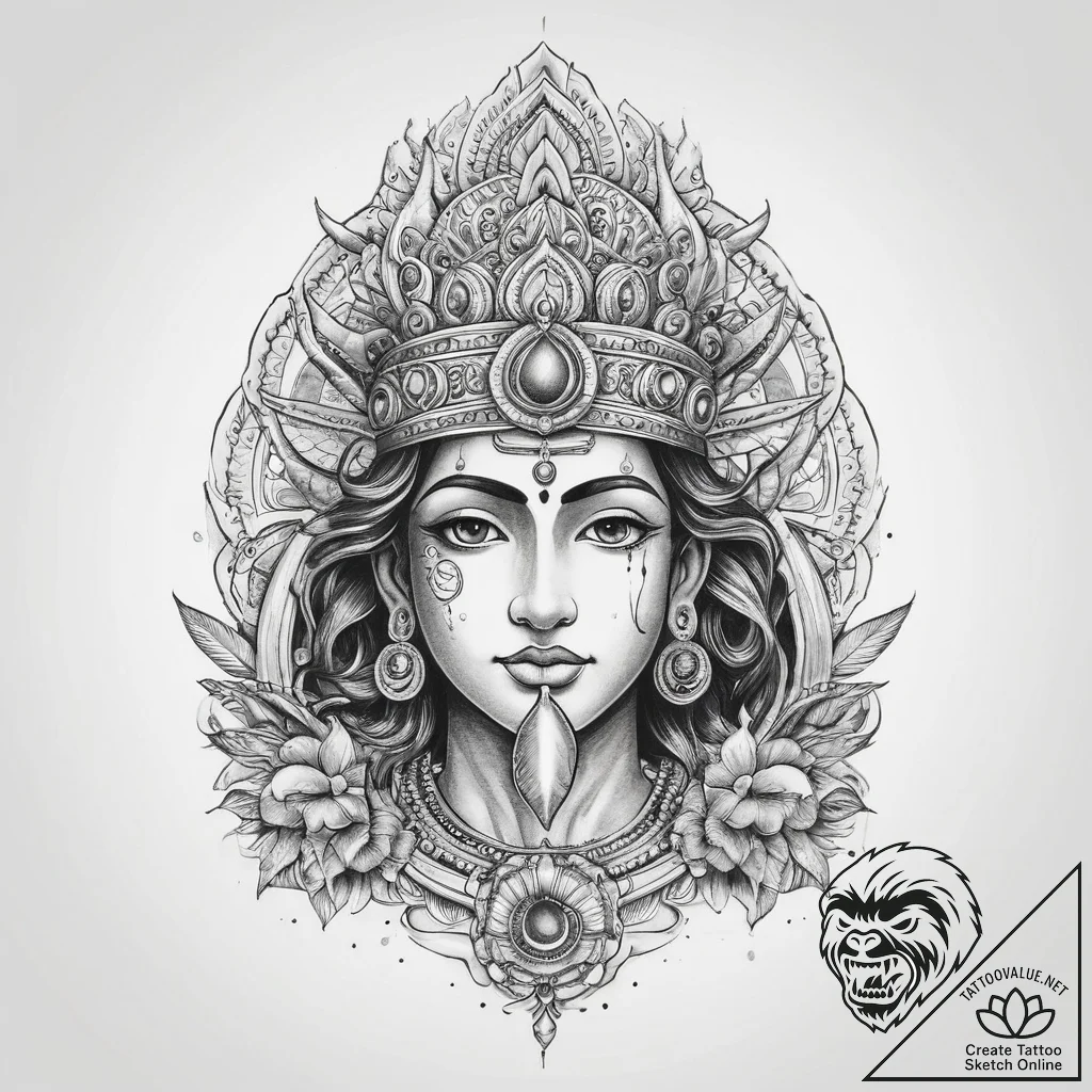 Tattoo sketch vishnu with conch, concept art... - tattoo sketch (№1760504515_0, 15.10.2025 05:01) — tattoovalue.net
