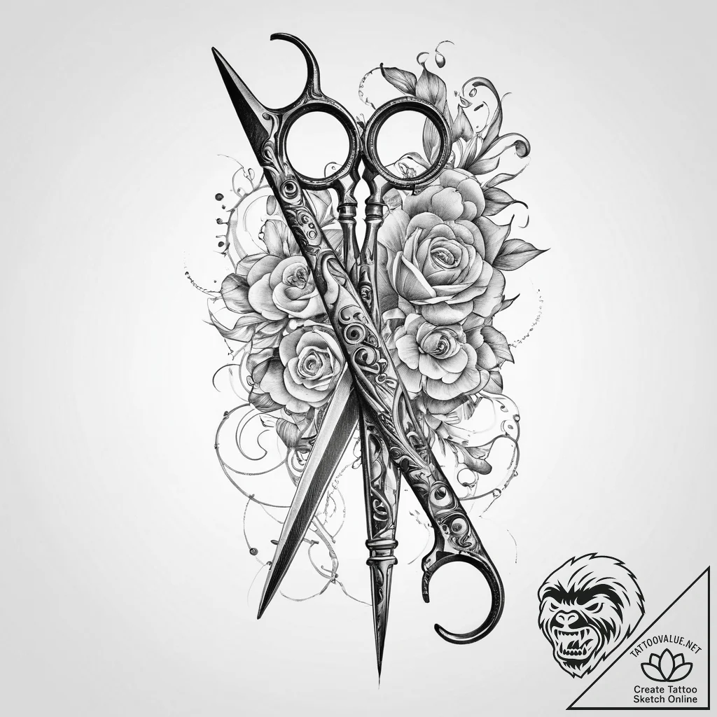 Tattoo sketch scissors - tattoo sketch (№1760507873_0, 15.10.2025 05:57) — tattoovalue.net