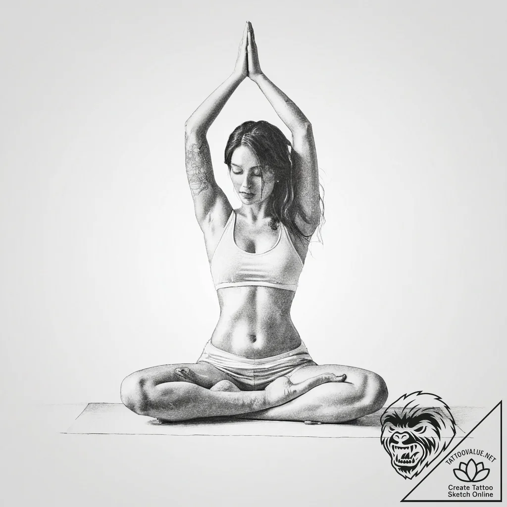 Tattoo sketch yoga yoga pose silhouette - tattoo sketch (№1760508090_0, 15.10.2025 06:01) — tattoovalue.net
