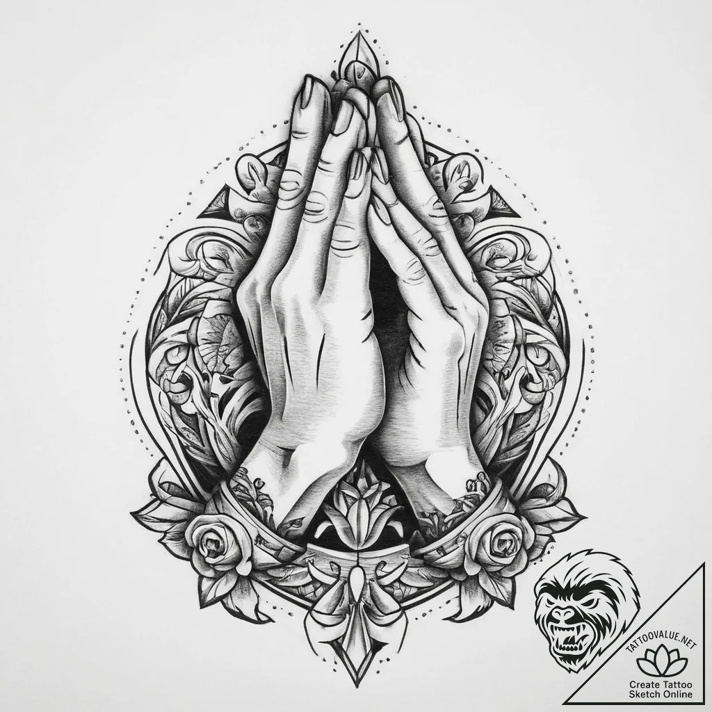 Tattoo sketch praying hands, tattoo drawing o... - tattoo sketch (№1760508307_0, 15.10.2025 06:05) — tattoovalue.net