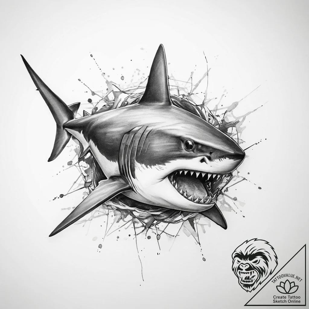 Tattoo sketch shark - tattoo sketch (№1760509181_0, 15.10.2025 06:19) — tattoovalue.net