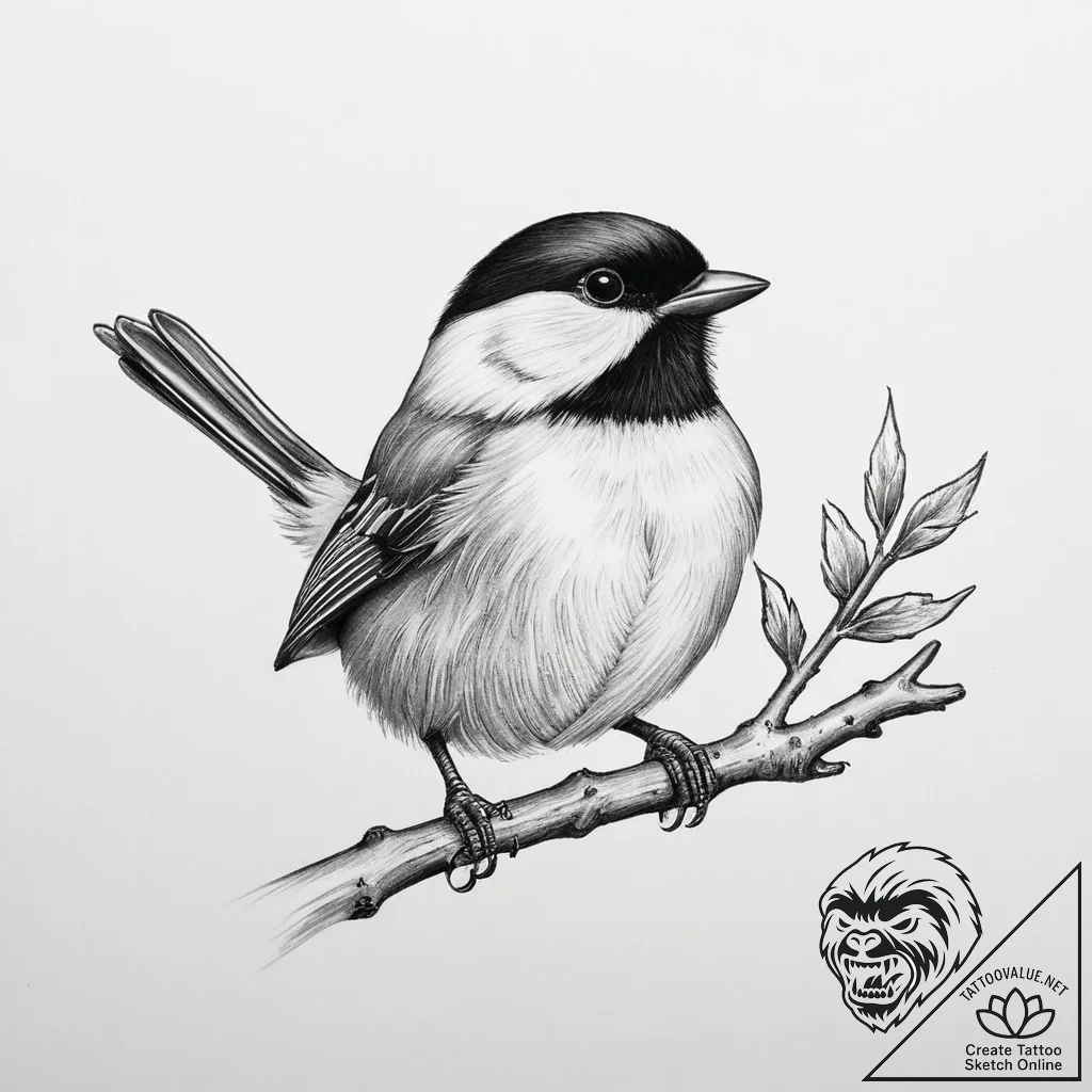 Tattoo sketch puns a chickadee that says "i'm... - tattoo sketch (№1760510488_0, 15.10.2025 06:41) — tattoovalue.net