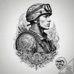 Tattoo sketch soldier with a letter, tattoo f… – tattoo sketch (№1760510924_0, 15.10.2025 06:48) — tattoovalue.net