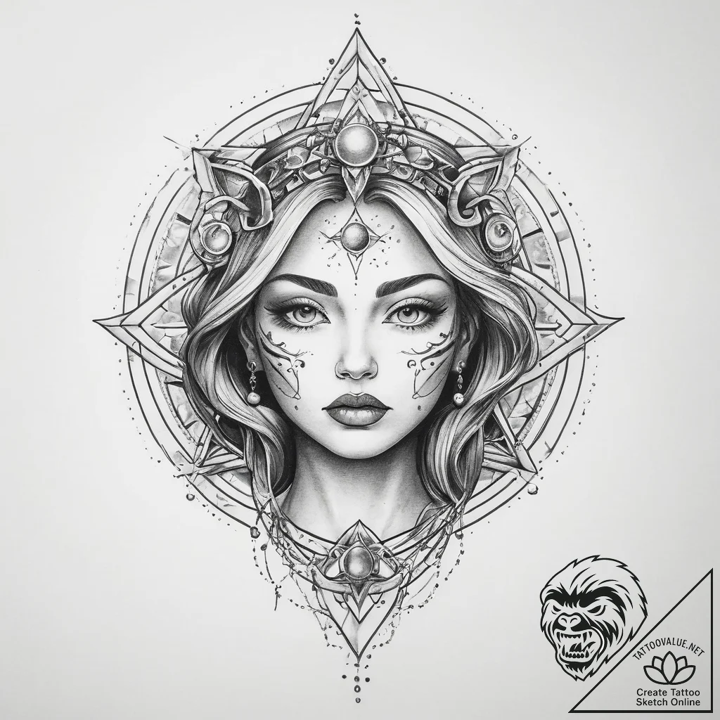 Tattoo sketch cosmic self - tattoo sketch (№1760511579_0, 15.10.2025 06:59) — tattoovalue.net