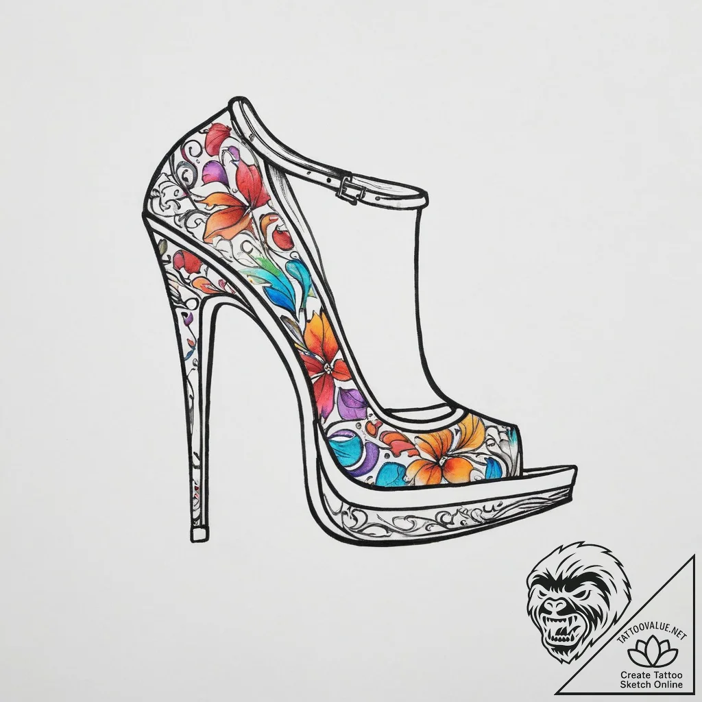 Tattoo sketch high heel tattoo, tattoo flash... - tattoo sketch (№1760512456_0, 15.10.2025 07:14) — tattoovalue.net