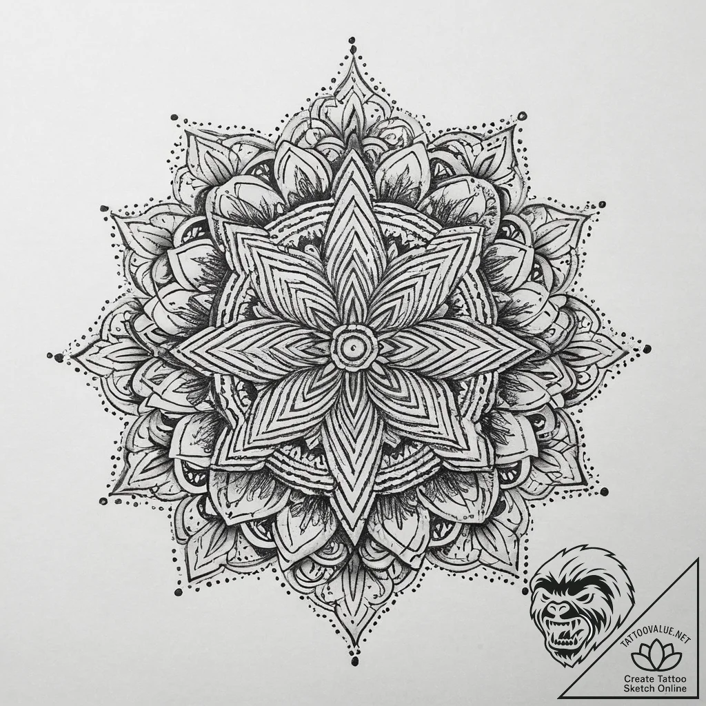 Tattoo sketch blackwork и dotwork мандала, ar... - tattoo sketch (№1760512673_0, 15.10.2025 07:17) — tattoovalue.net
