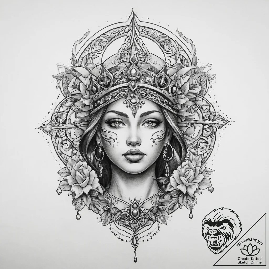Tattoo sketch blessed being - tattoo sketch (№1760515068_0, 15.10.2025 07:57) — tattoovalue.net