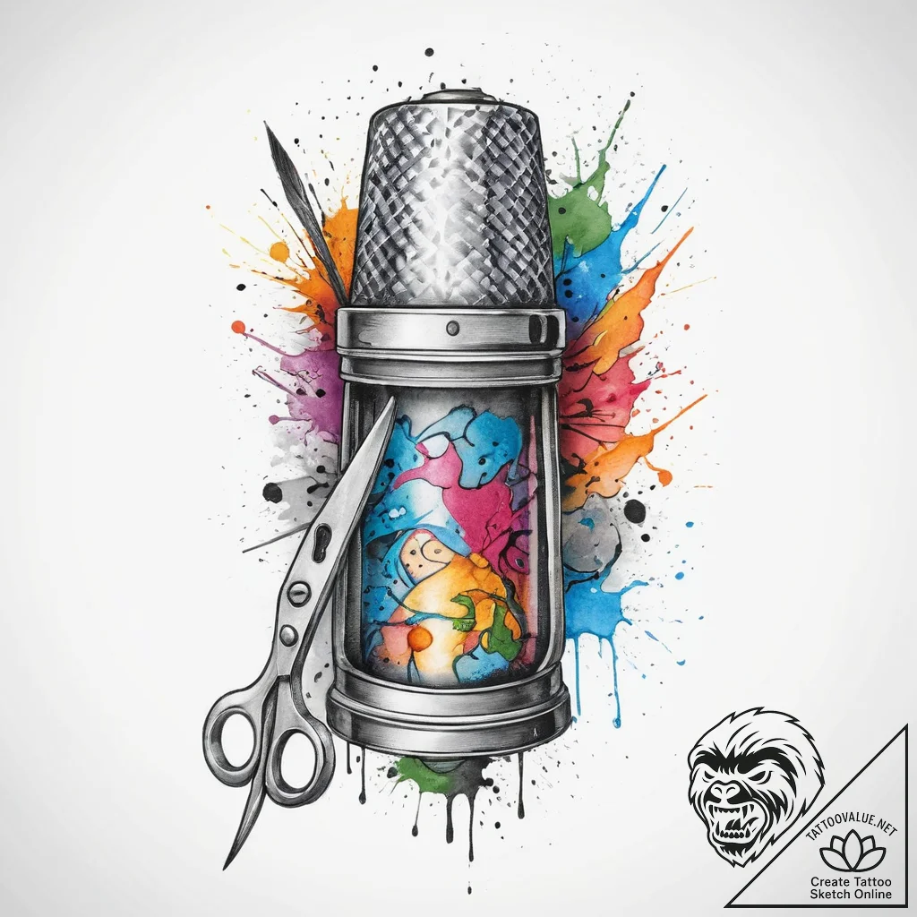 Tattoo sketch tailor thimble and scissors, ta... - tattoo sketch (№1760517044_0, 15.10.2025 08:30) — tattoovalue.net