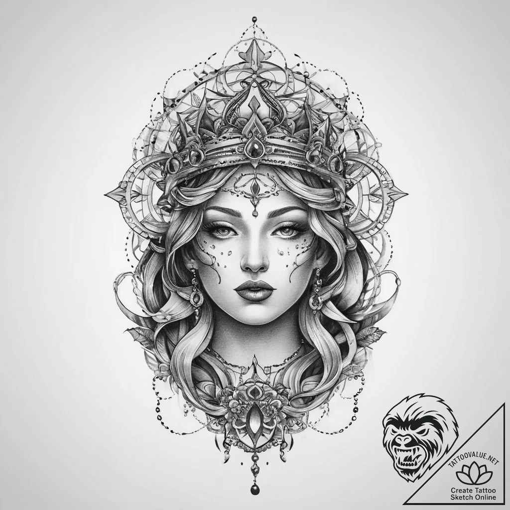 Tattoo sketch holy representation, artistic t... - tattoo sketch (№1760517261_0, 15.10.2025 08:34) — tattoovalue.net