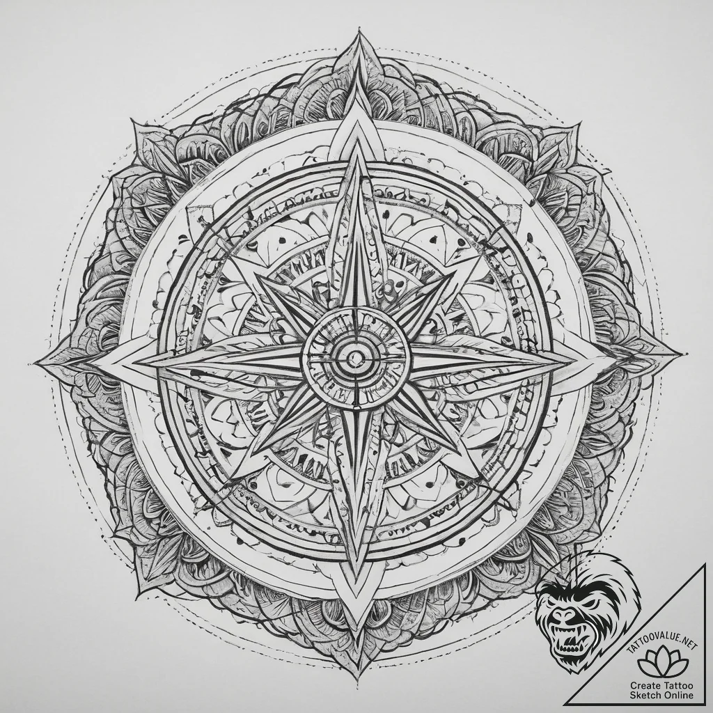 Tattoo sketch compass, concept art for tattoo... - tattoo sketch (№1760518601_0, 15.10.2025 08:56) — tattoovalue.net