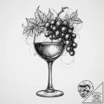 Tattoo sketch wine glass with grapes, ink ill… – tattoo sketch (№1760519097_0, 15.10.2025 09:04) — tattoovalue.net