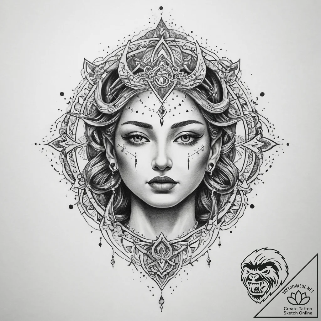 Tattoo sketch spiritual spirit - tattoo sketch (№1760520628_0, 15.10.2025 09:30) — tattoovalue.net