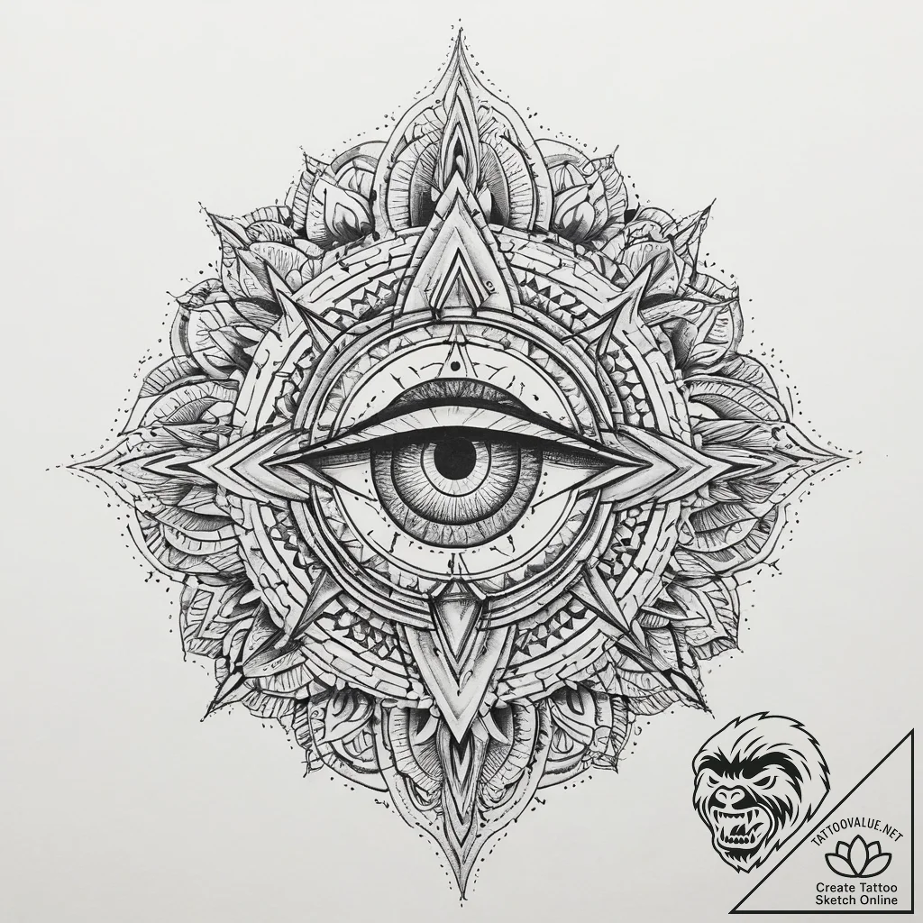 Tattoo sketch third eye with rays, concept ar... - tattoo sketch (№1760521060_0, 15.10.2025 09:37) — tattoovalue.net