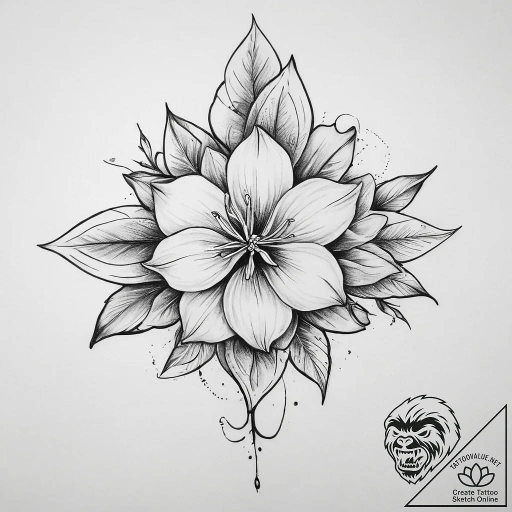 Tattoo sketch jasmine, artistic tattoo sketch... - tattoo sketch (№1760521277_0, 15.10.2025 09:41) — tattoovalue.net