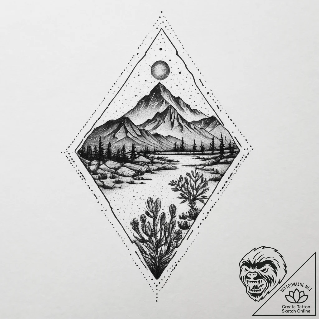 Tattoo sketch desert, artistic tattoo sketch,... - tattoo sketch (№1760521493_0, 15.10.2025 09:44) — tattoovalue.net