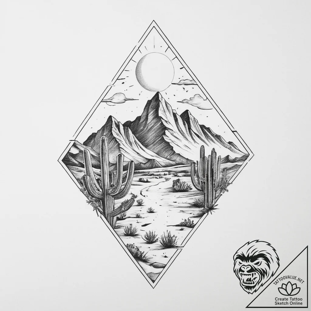 Tattoo sketch desert, artistic tattoo sketch,... - tattoo sketch (№1760523008_0, 15.10.2025 10:10) — tattoovalue.net