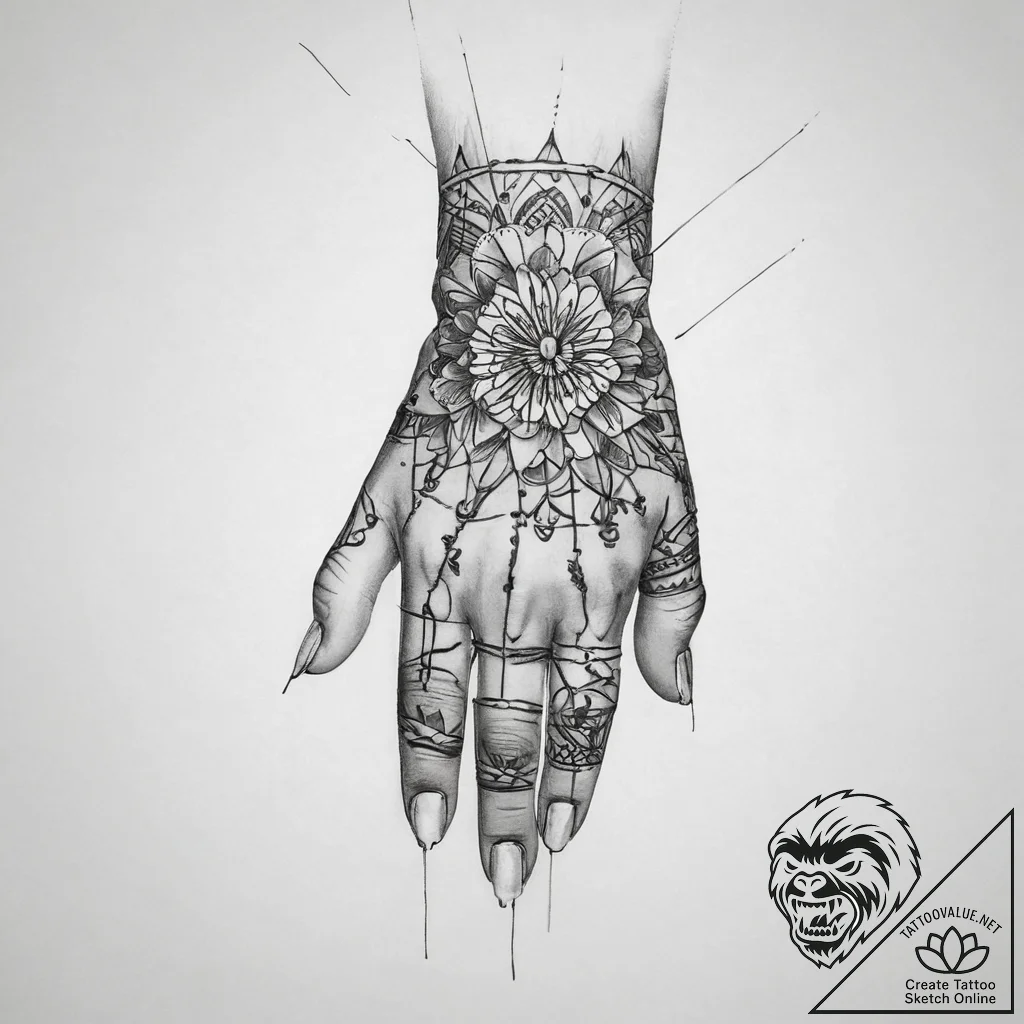 Tattoo sketch hands with a thread - tattoo sketch (№1760523232_0, 15.10.2025 10:13) — tattoovalue.net