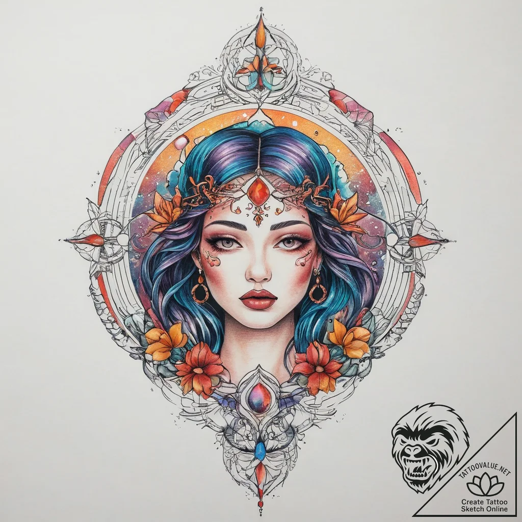 Tattoo sketch cosmic dimension, tattoo sketch... - tattoo sketch (№1760523448_0, 15.10.2025 10:17) — tattoovalue.net