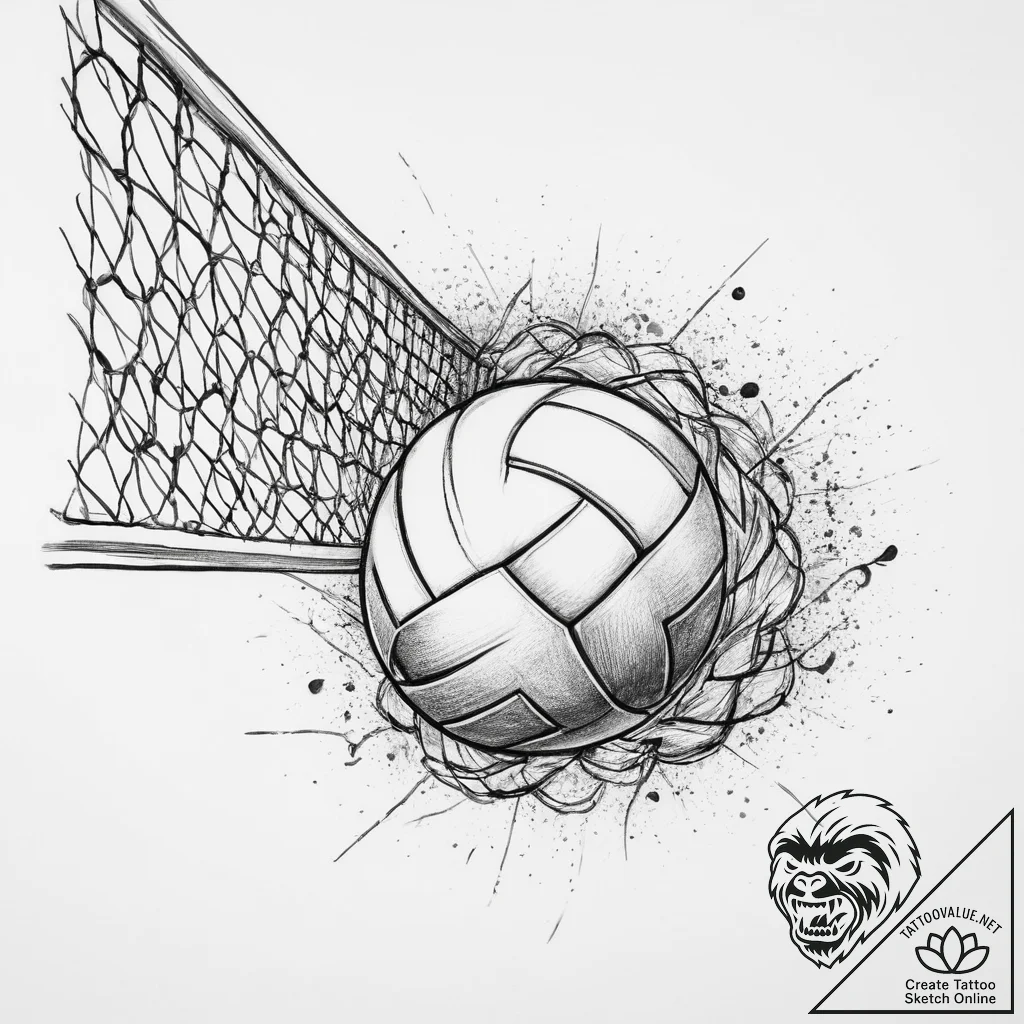 Tattoo sketch volleyball over a net - tattoo sketch (№1760524531_0, 15.10.2025 10:35) — tattoovalue.net