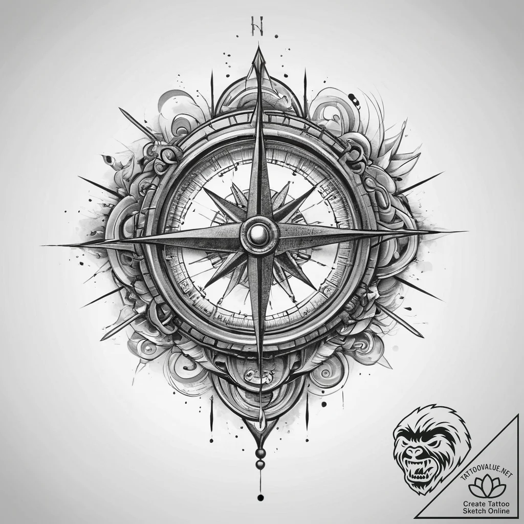 Tattoo sketch hands with a compass, artistic... - tattoo sketch (№1760525397_0, 15.10.2025 10:49) — tattoovalue.net