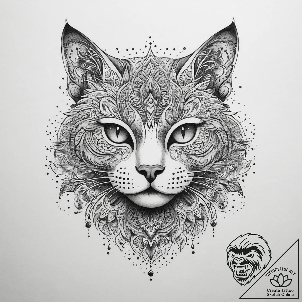 Tattoo sketch узор в виде кошки, tattoo sketc... - tattoo sketch (№1760525615_0, 15.10.2025 10:53) — tattoovalue.net