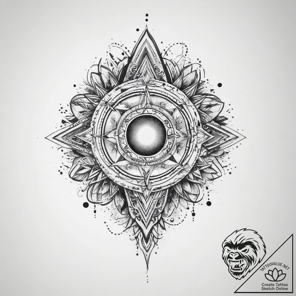 Tattoo sketch cosmic representation, ink illu... - tattoo sketch (№1760526702_0, 15.10.2025 11:11) — tattoovalue.net