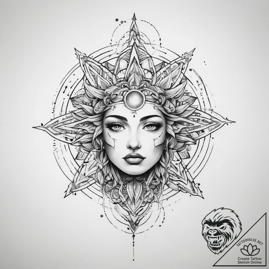 Tattoo sketch cosmic soul - tattoo sketch (№1760527142_0, 15.10.2025 11:19) — tattoovalue.net