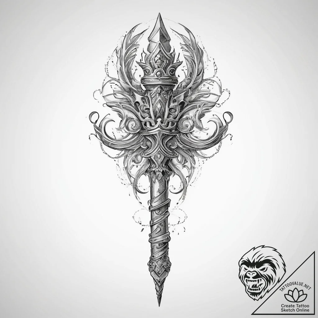 Tattoo sketch scepter - tattoo sketch (№1760528226_0, 15.10.2025 11:37) — tattoovalue.net
