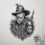 Tattoo sketch soldier with a wizard, tattoo s… – tattoo sketch (№1760528443_0, 15.10.2025 11:40) — tattoovalue.net