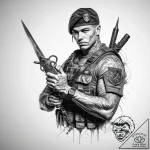 Tattoo sketch soldier with a scissors – tattoo sketch (№1760530185_0, 15.10.2025 12:09) — tattoovalue.net