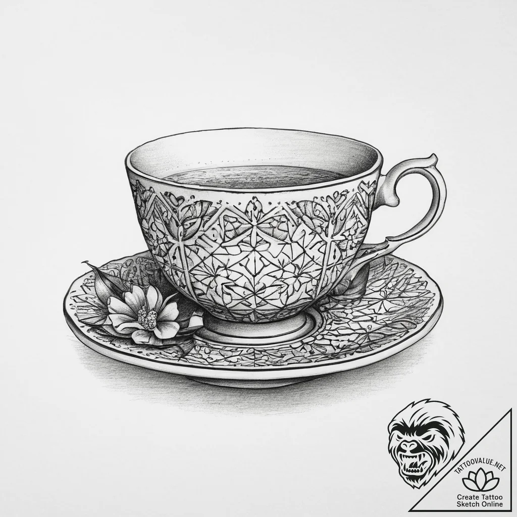 Tattoo sketch teacup tattoo, tattoo drawing o... - tattoo sketch (№1760530402_0, 15.10.2025 12:13) — tattoovalue.net