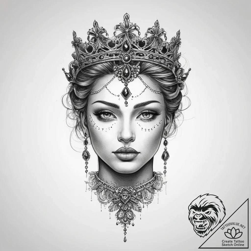 Tattoo sketch queen tattoo, ink illustration... - tattoo sketch (№1760530626_0, 15.10.2025 12:17) — tattoovalue.net