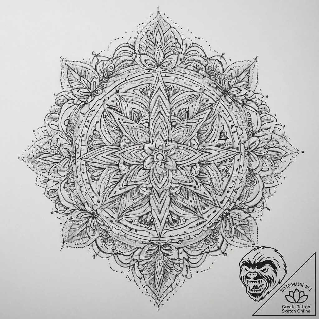 Tattoo sketch slavic embroidery pattern with... - tattoo sketch (№1760531061_0, 15.10.2025 12:24) — tattoovalue.net