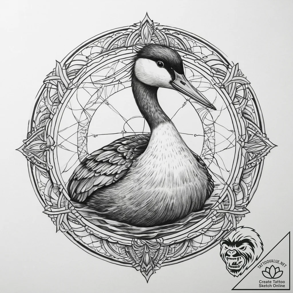 Tattoo sketch grebe, concept art for tattoo,... - tattoo sketch (№1760531495_0, 15.10.2025 12:31) — tattoovalue.net