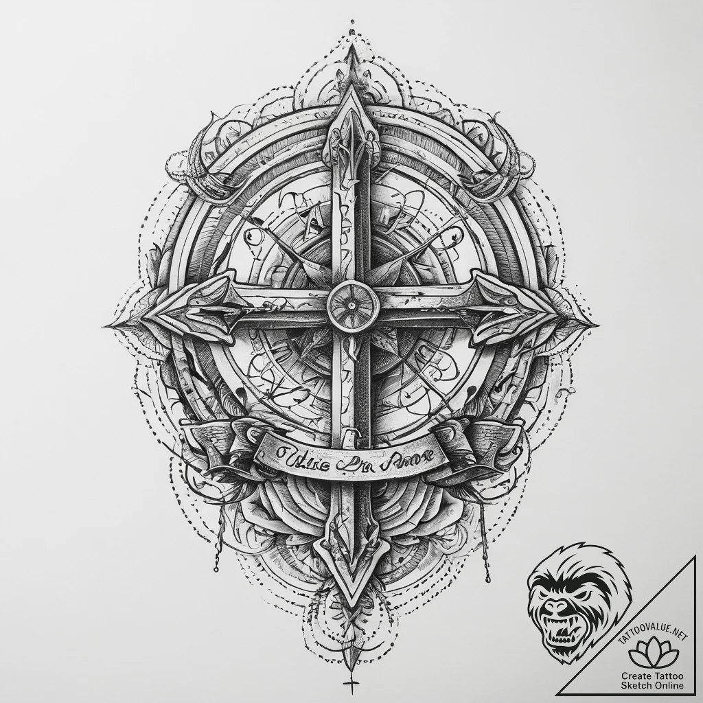 Tattoo sketch geometric phrase, ink illustrat... - tattoo sketch (№1760531713_0, 15.10.2025 12:35) — tattoovalue.net
