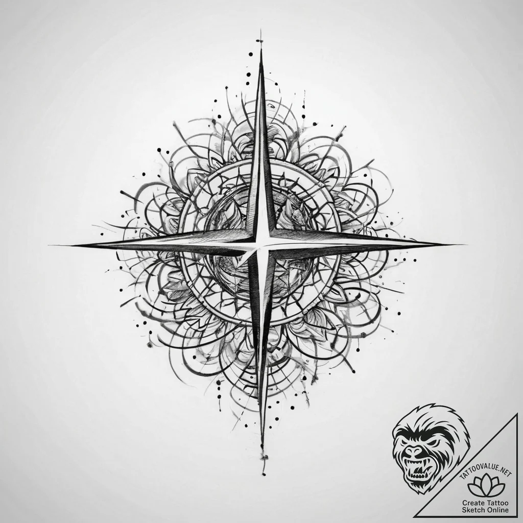 Tattoo sketch heartbeat with a star - tattoo sketch (№1760531931_0, 15.10.2025 12:38) — tattoovalue.net