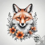 Tattoo sketch a fox with flowers, ink illustr… – tattoo sketch (№1760532365_0, 15.10.2025 12:46) — tattoovalue.net