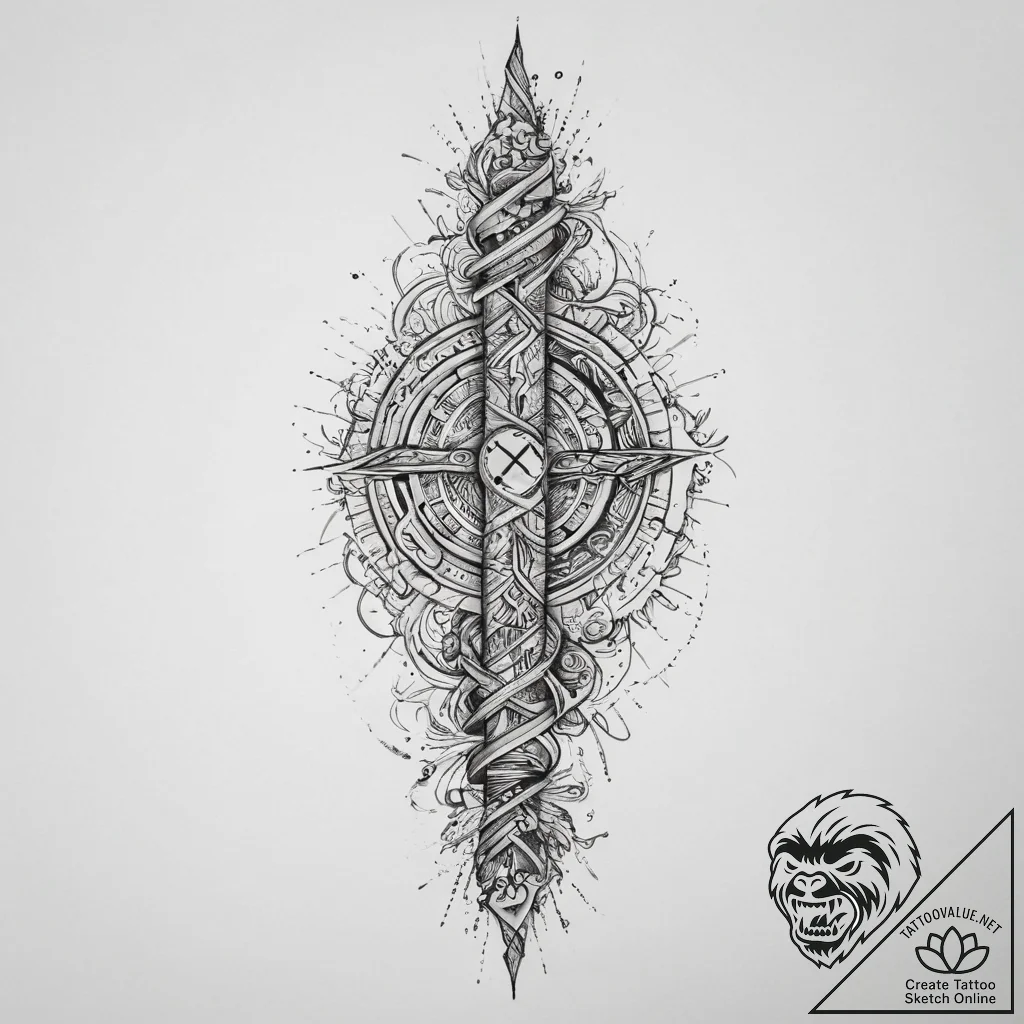 Tattoo sketch ogham script in a spiral patter... - tattoo sketch (№1760533238_0, 15.10.2025 13:00) — tattoovalue.net