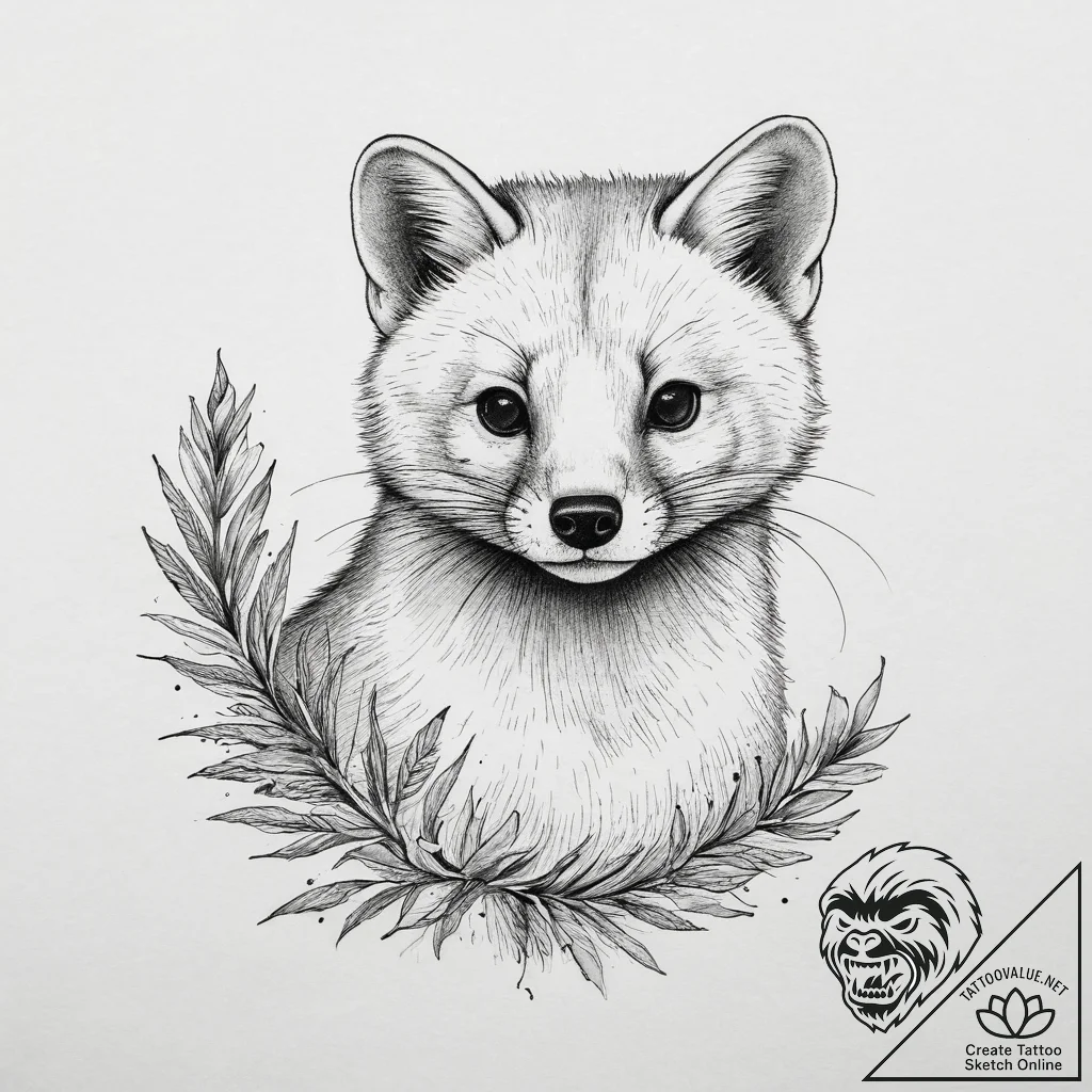 Tattoo sketch pine marten, artistic tattoo sk... - tattoo sketch (№1760533454_0, 15.10.2025 13:04) — tattoovalue.net